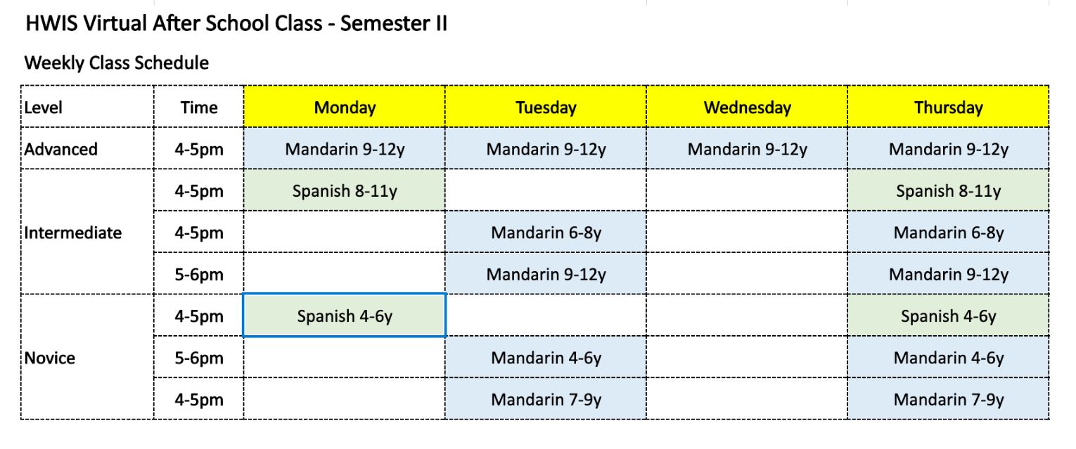 after school schedule